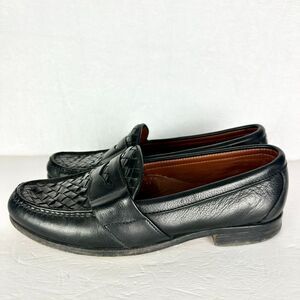 Allen Edmonds Mens Ivanhoe Penny Loafer Size 9.5 Black Woven Leather